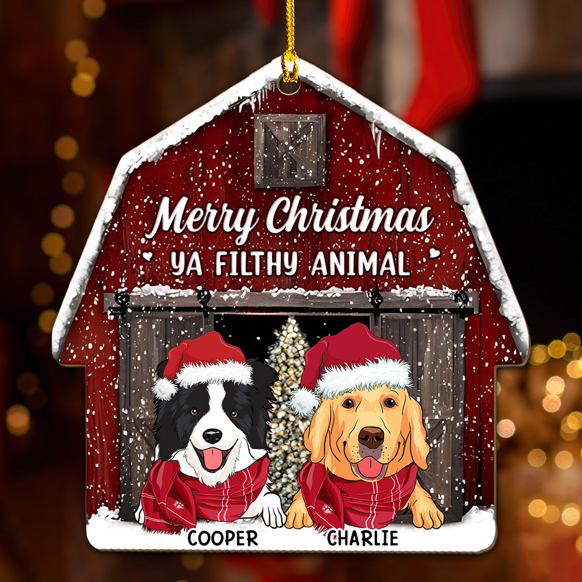 A Furry Little Christmas - Personalized Custom Wood Ornament