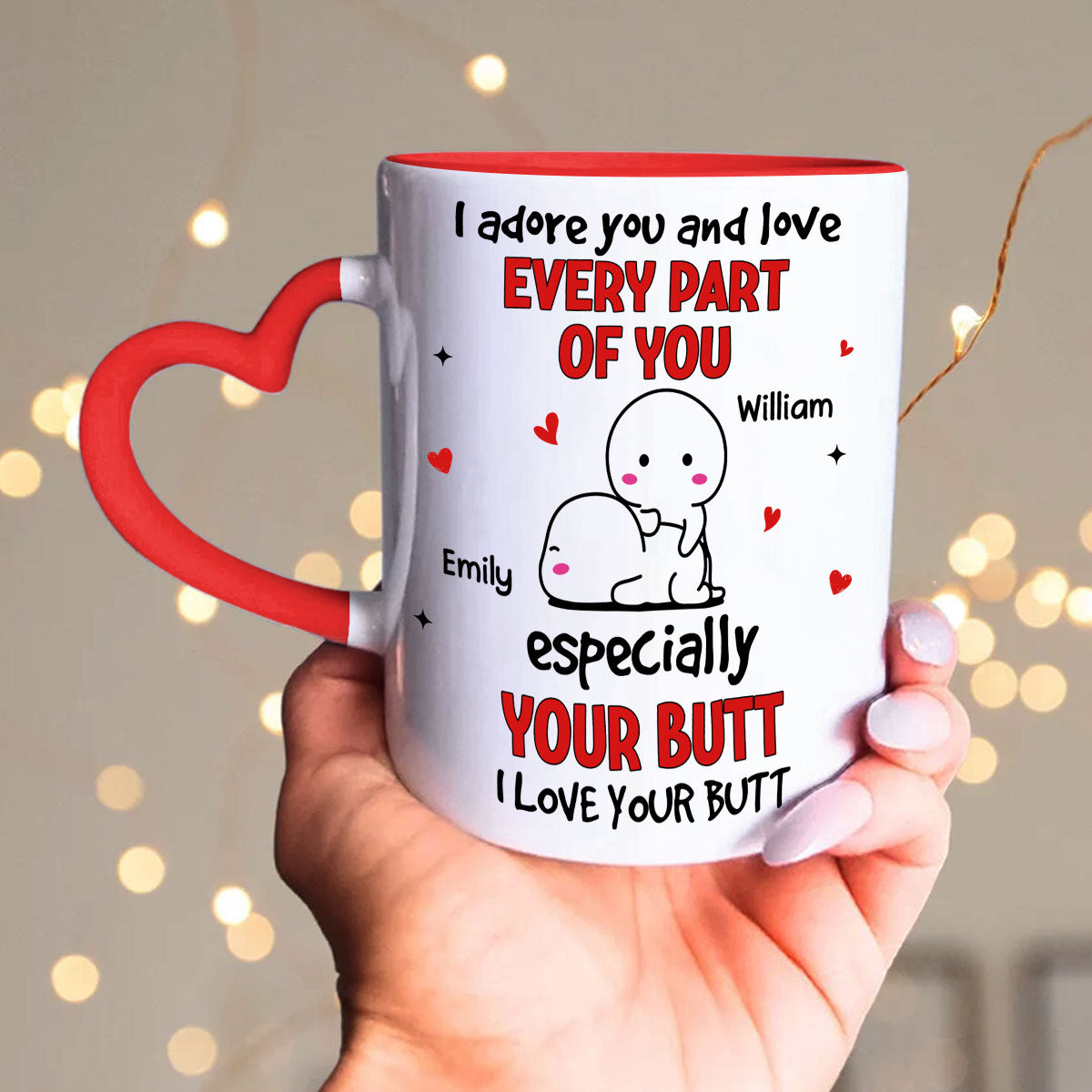 Love Your Butt - Personalized Custom Heart Handle Mug