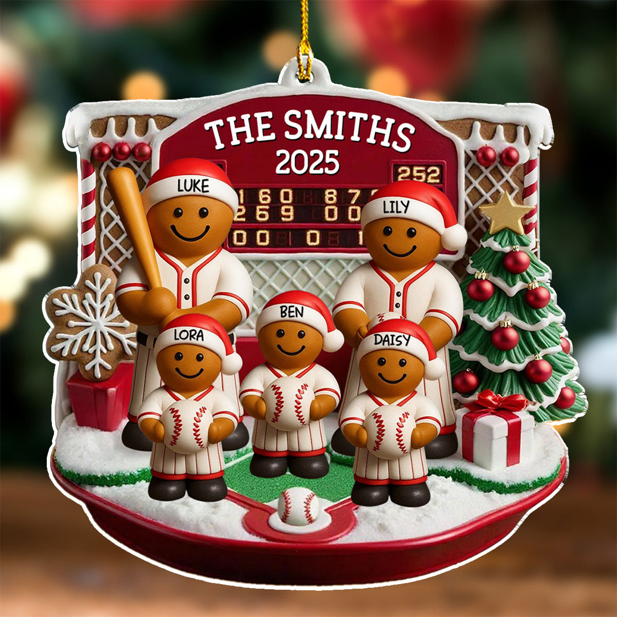 Gingerbread Family - Personalized Custom Acrylic Ornament
