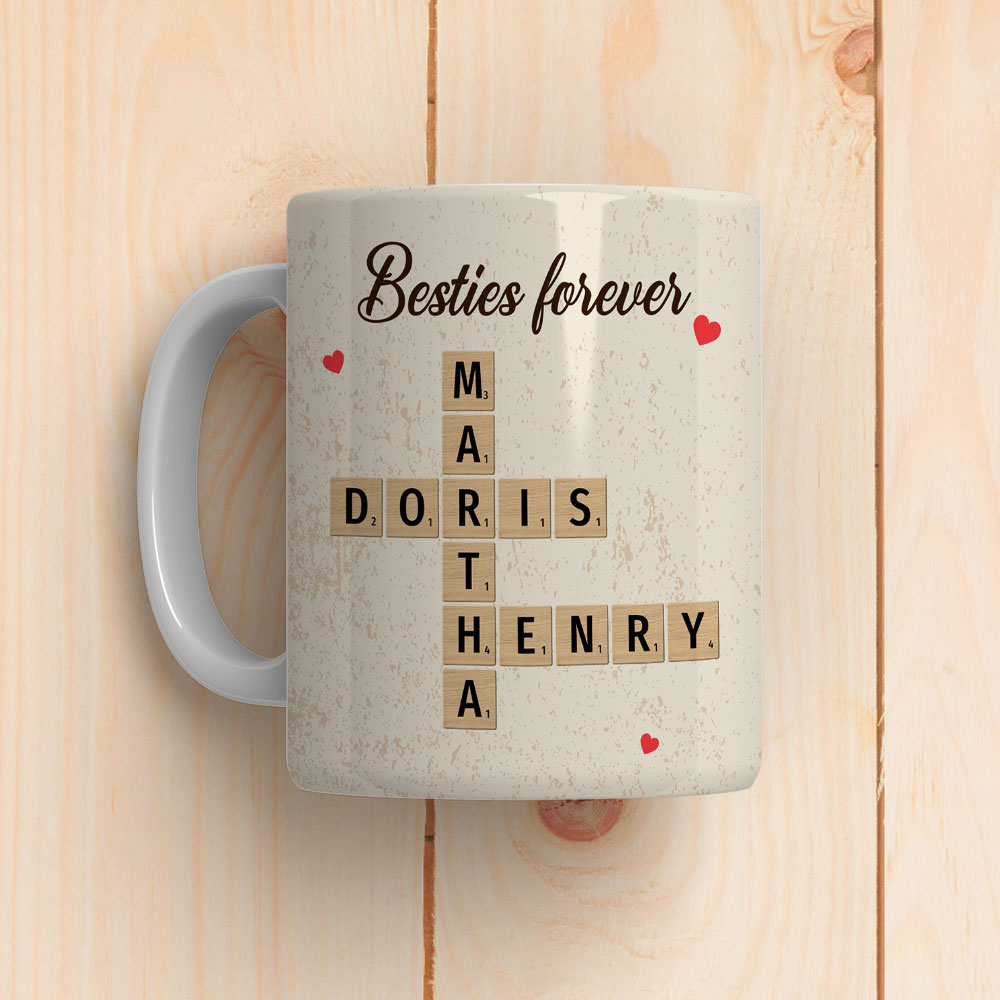 Grandkids Family Besties Coworkers Crossword Puzzle - Personalized Custom Coffee Mug