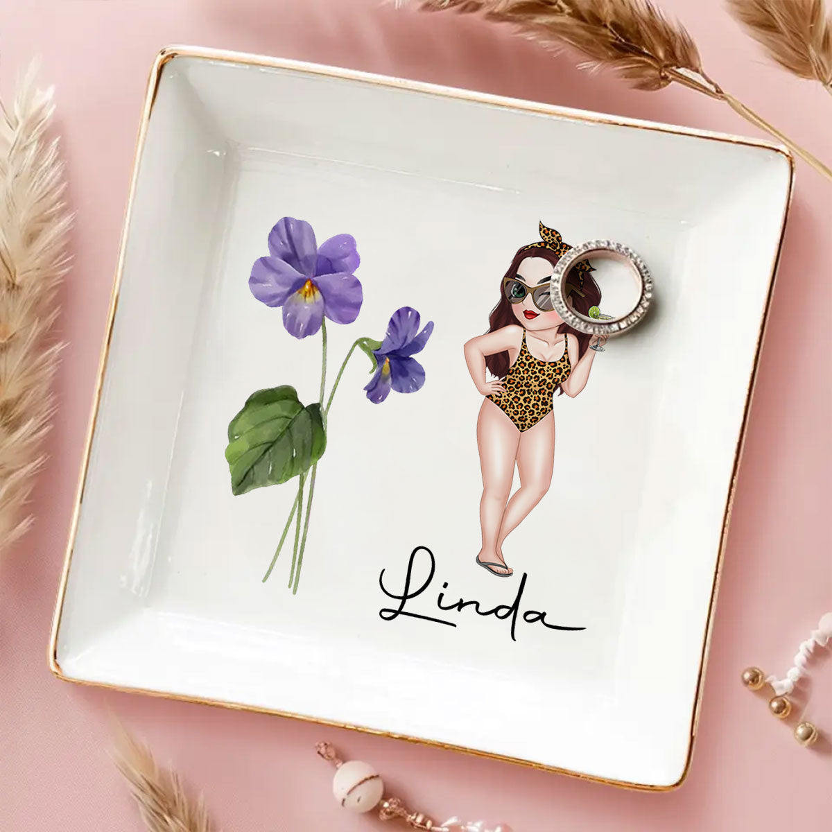Friends Are Flowers - Personalized Custom Jewelry Dish