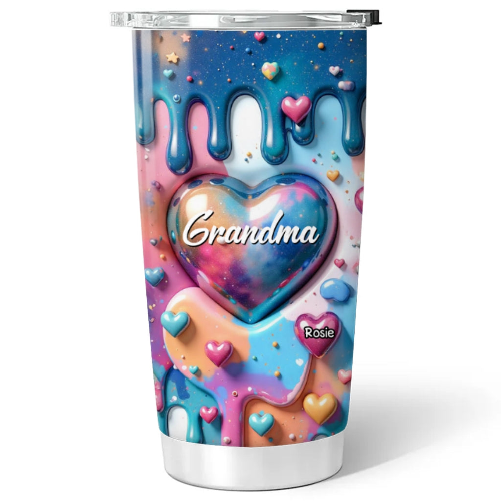 The Love For Grandkids Fills Your Heart Endlessly - Personalized Custom 3D Inflated Effect Tumbler