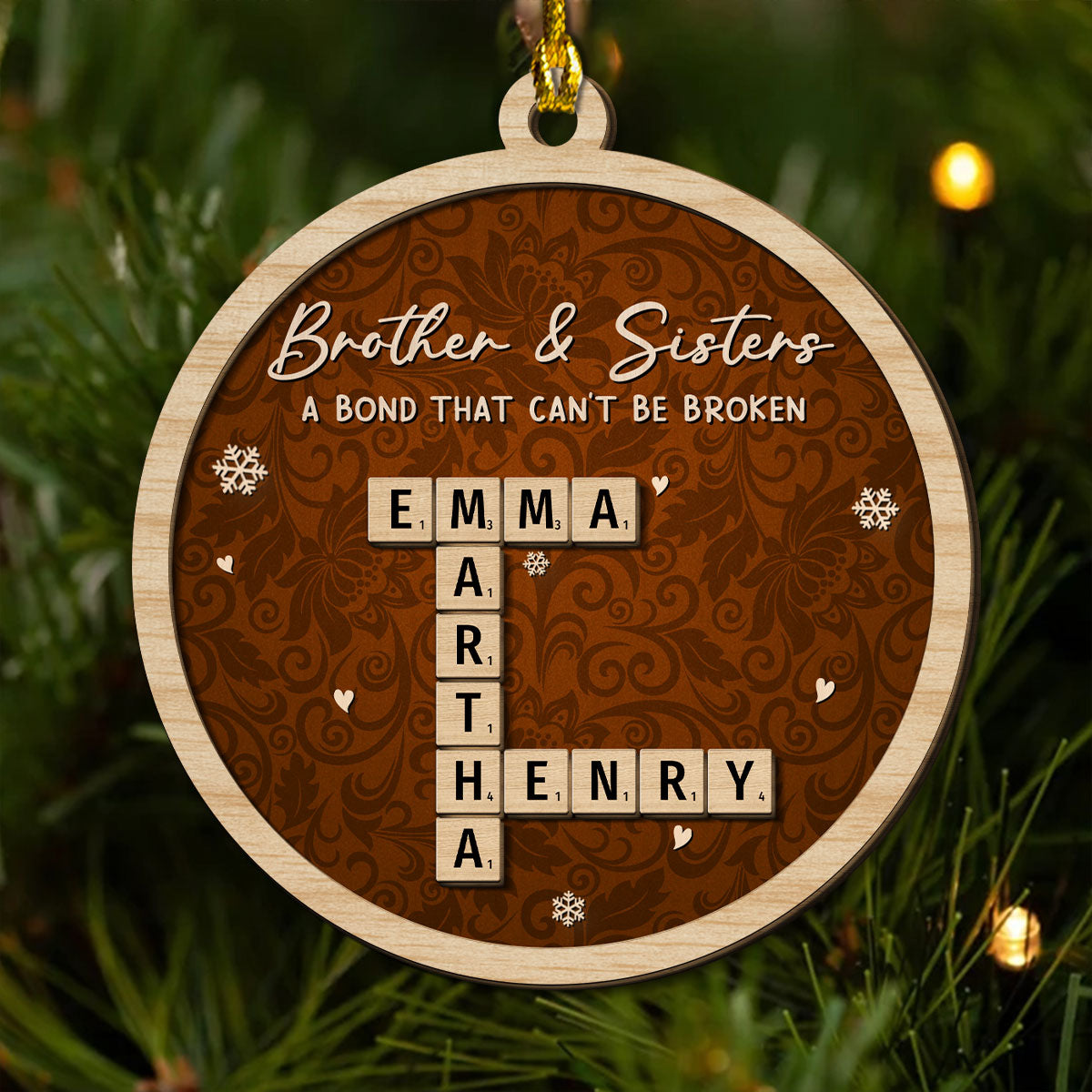 Forever Tied By Heartstrings - Personalized Custom 2-Layered Wood Ornament