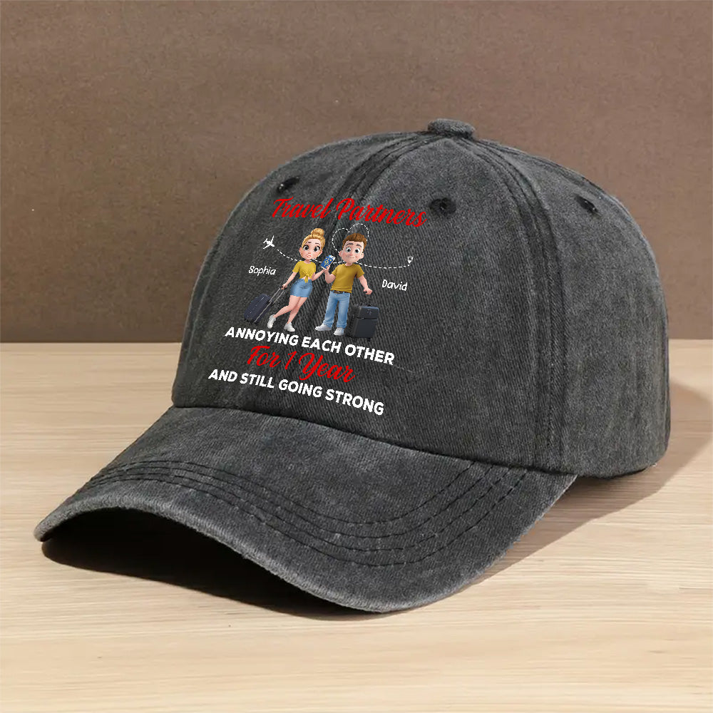 Travel Partners - Personalized Custom Vintage Washed Denim Cap