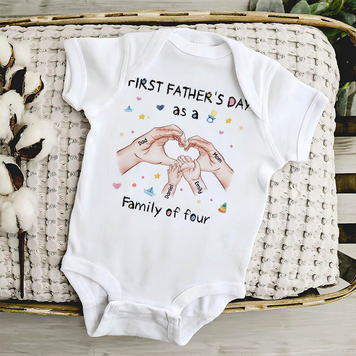 Family Of Three - Personalized Custom Baby Onesie