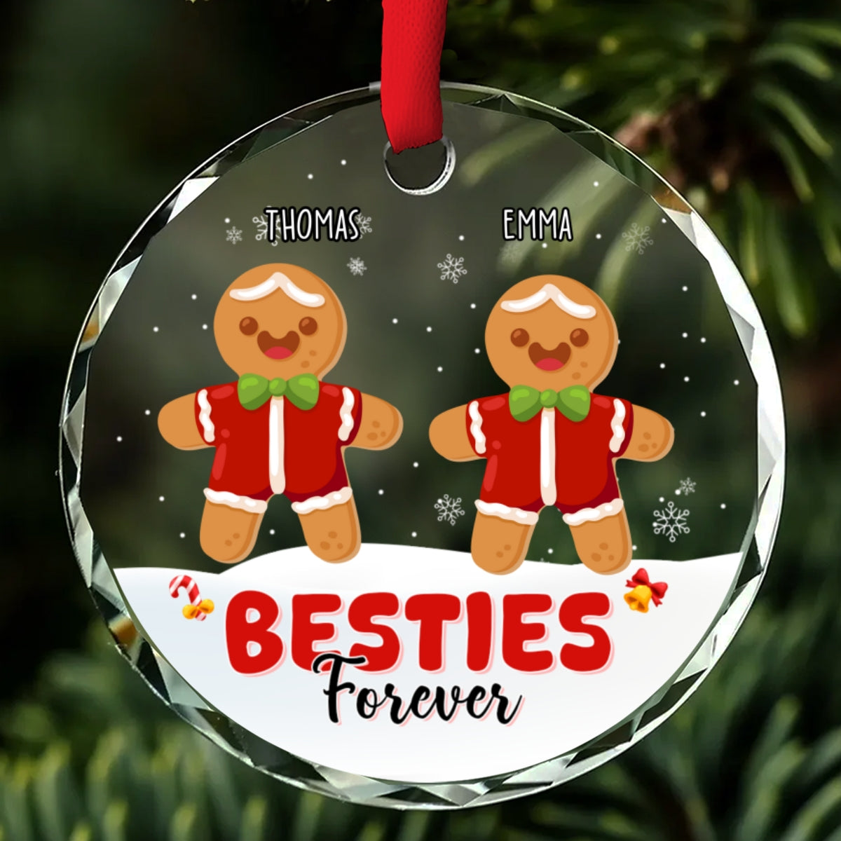 Besties Cookies - Personalized Custom Glass Ornament