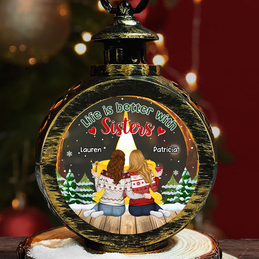 Life Is Better With Sisters - Personalized Custom Christmas Lantern