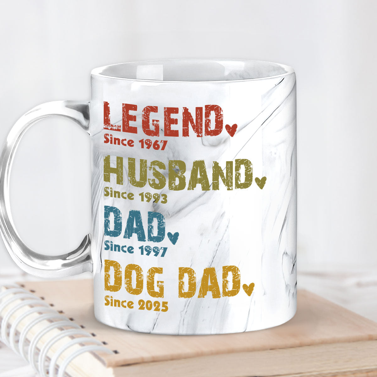 Legend, Husband, Dad, Grandpa - Personalized Custom Grey Marble Mug
