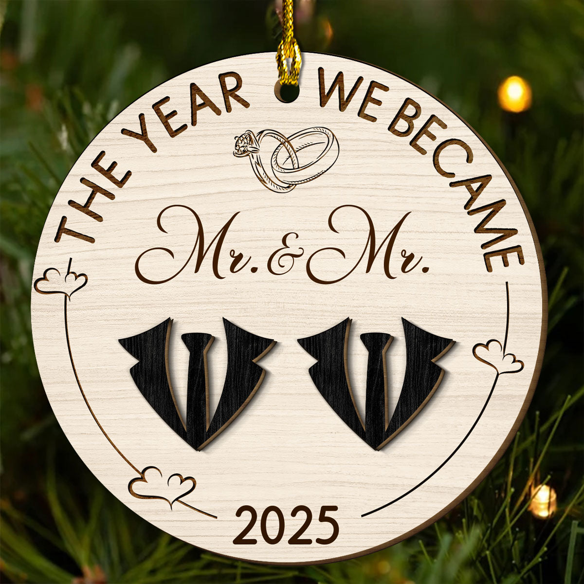 The Year Love Became Forever - Personalized Custom Freeshape 2-Layered Wood Ornament