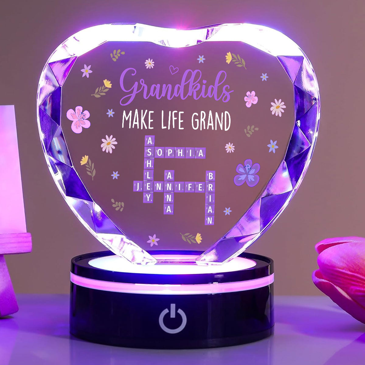 Grandkids Make Life Grand Crossword - Personalized Custom Crystal Led Light