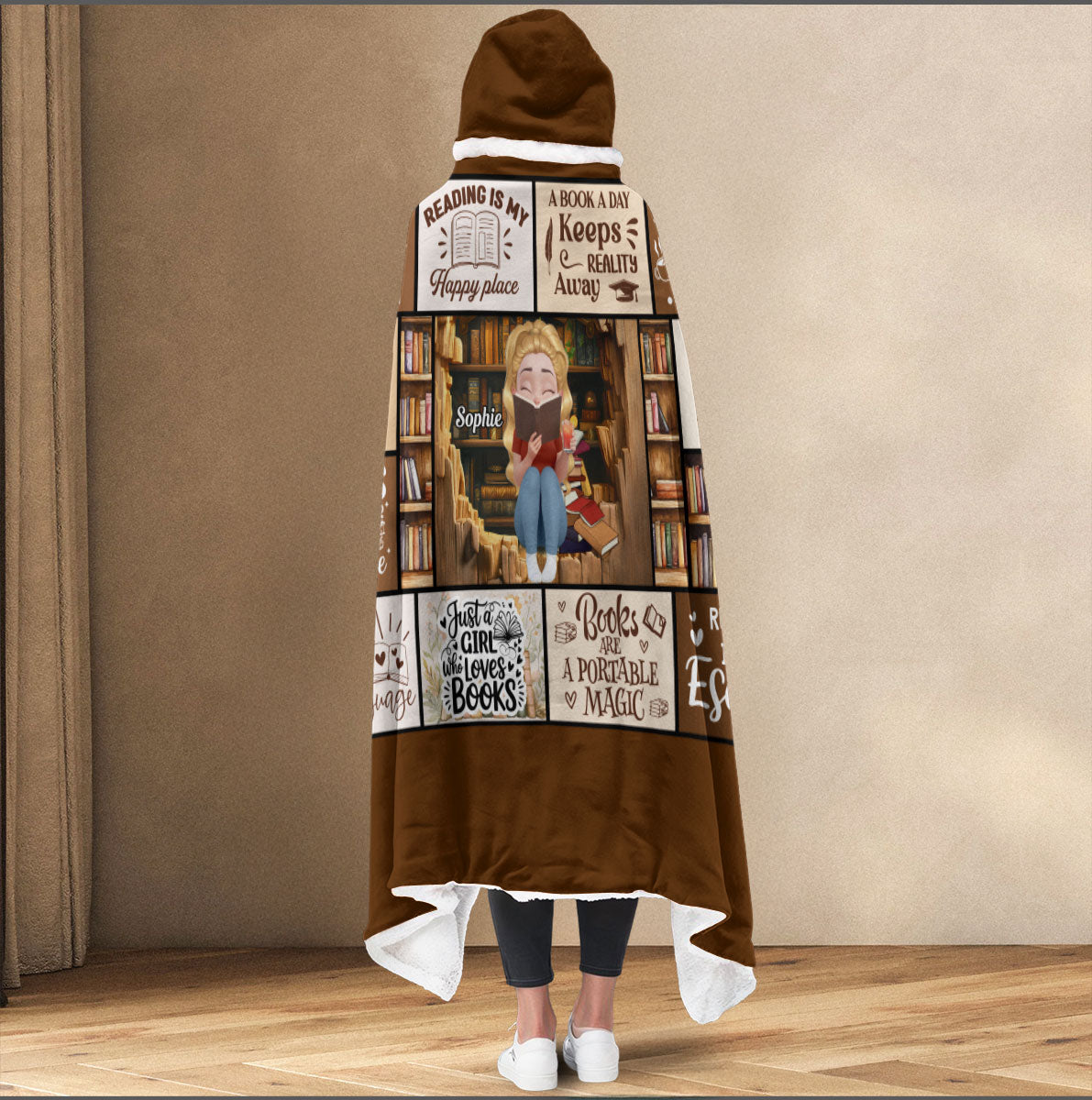 Reading Is My Happy Place - Personalized Custom Hooded Blanket