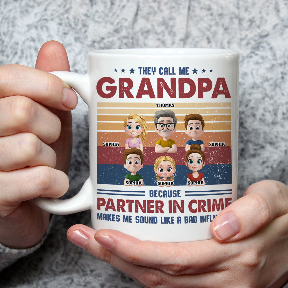 Partner In Crime With My Grandkids - Personalized Custom Coffee Mug