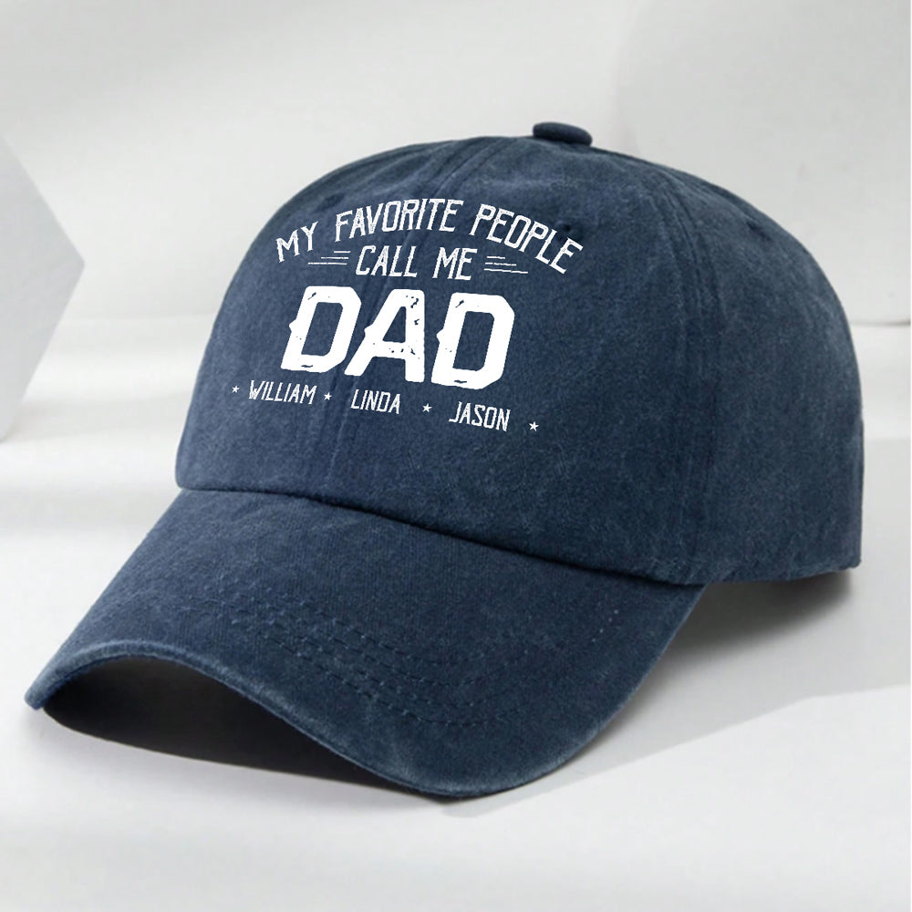 My Favorite People Call Me Love - Personalized Custom Vintage Washed Denim Cap