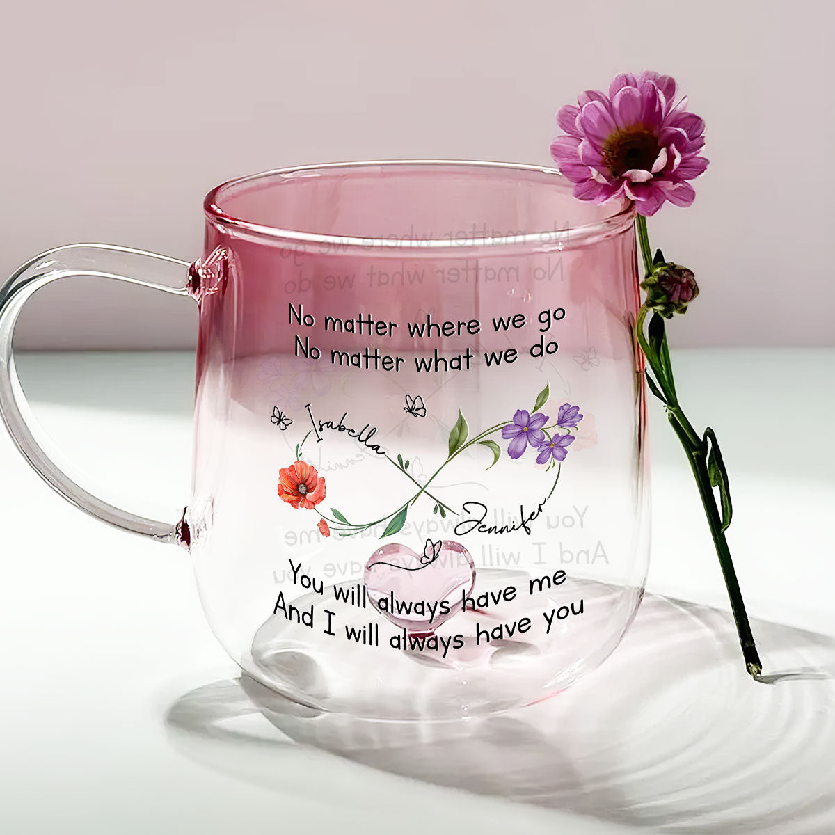 Bestie Always Beside You - Personalized Custom Pink Gradient Glass Mug