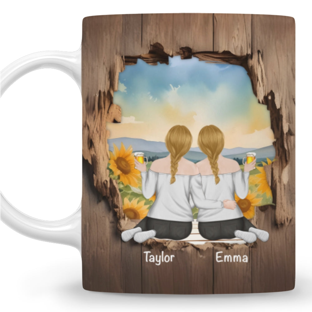 Friendship Is A Journey That Lasts A Lifetime - Personalized Custom Coffee Mug