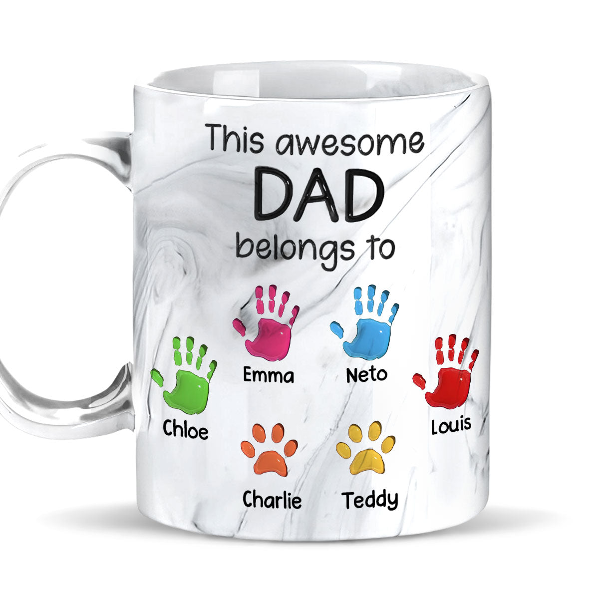 This Awesome Dad Grandpa Belongs To - Personalized Custom Grey Marble Mug