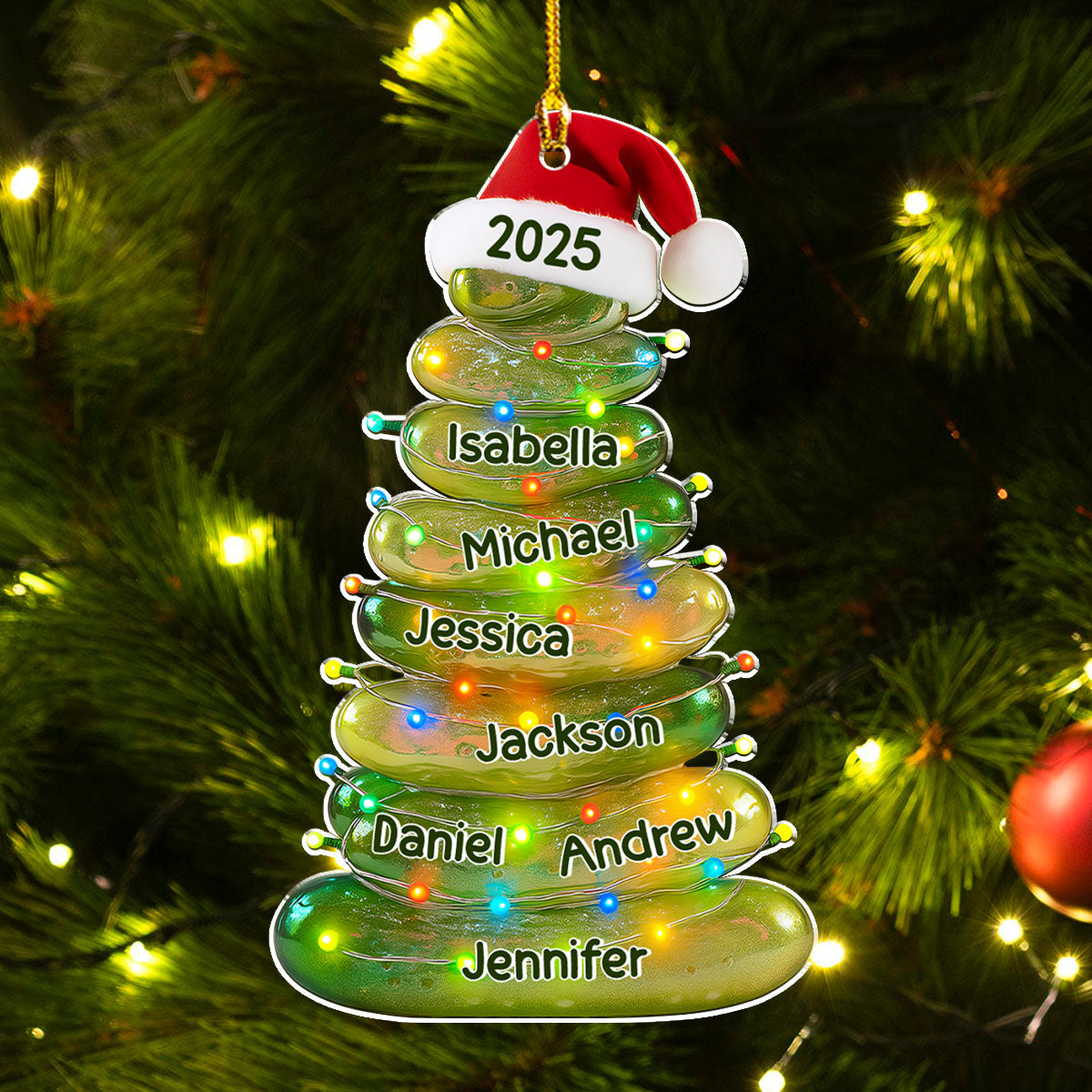 Glass Pickle Family Name - Personalized Custom Acrylic Ornament
