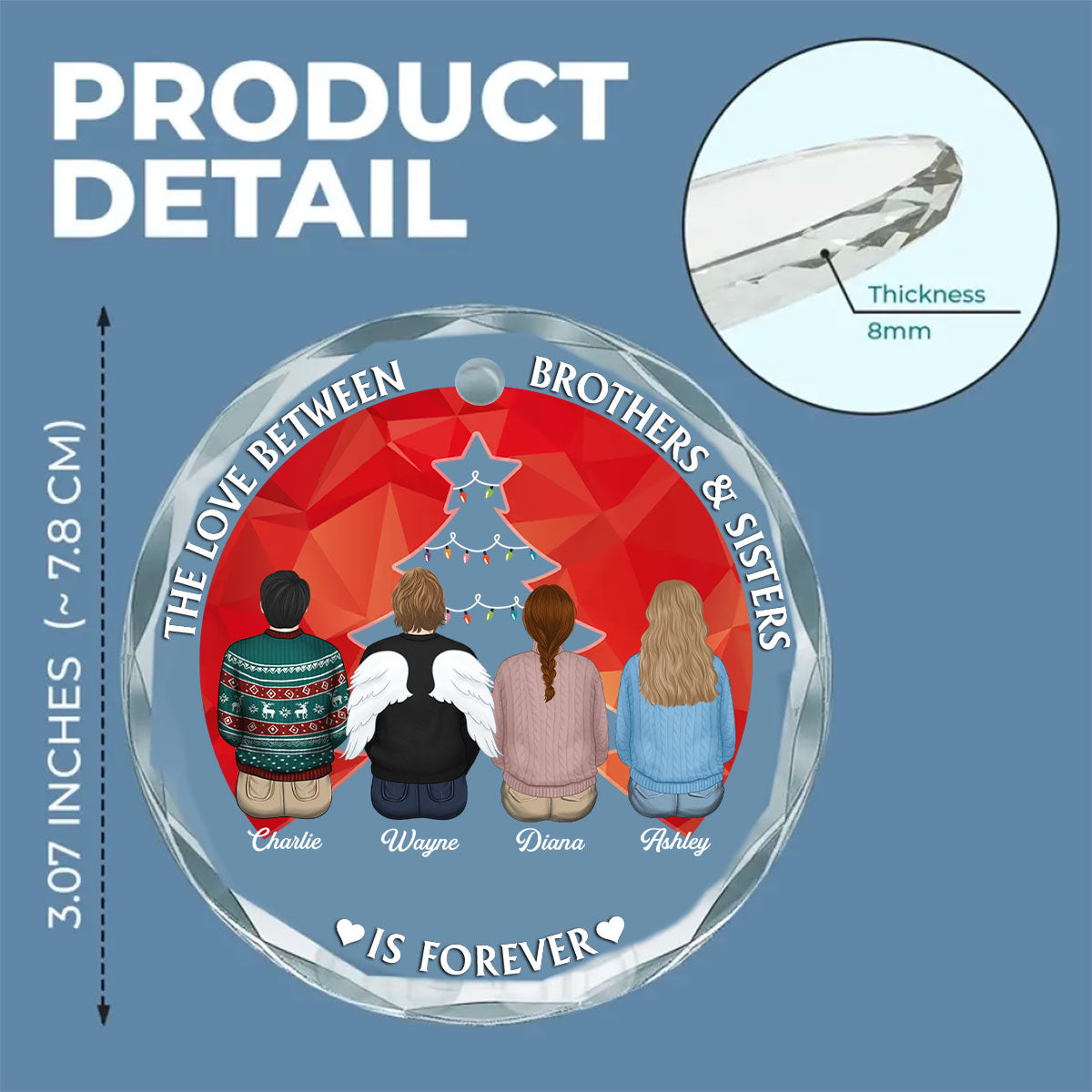 Brothers & Sisters Forever - Personalized Custom Glass Ornament