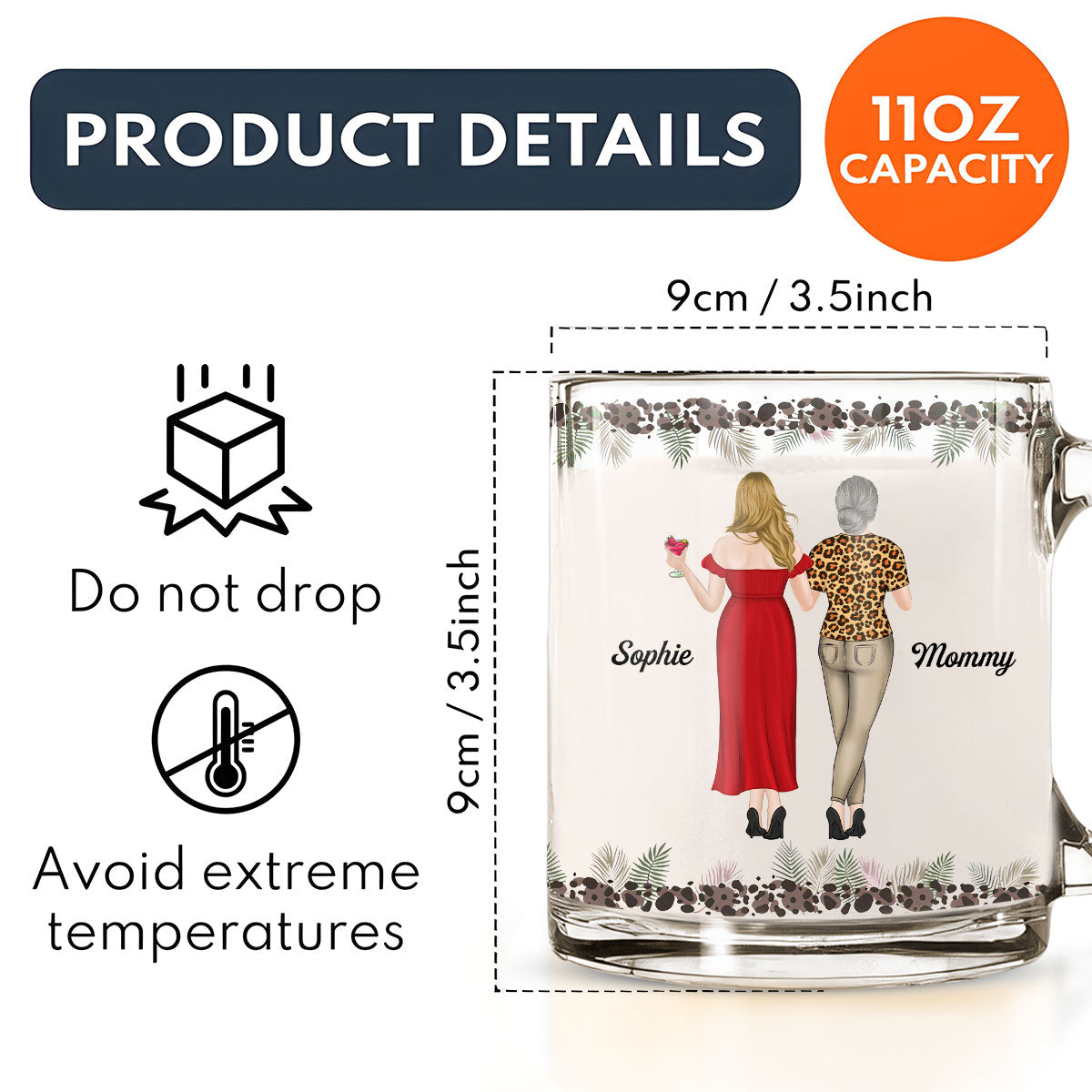 Mom To Daughter Straighten Your Crown - Personalized Custom Glass Mug