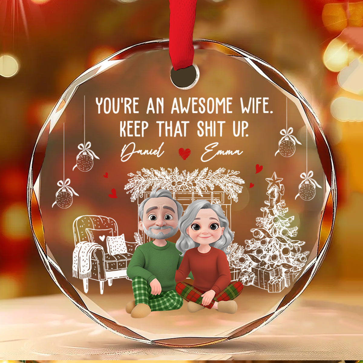 You Are A Great Wife - Personalized Custom Glass Ornament