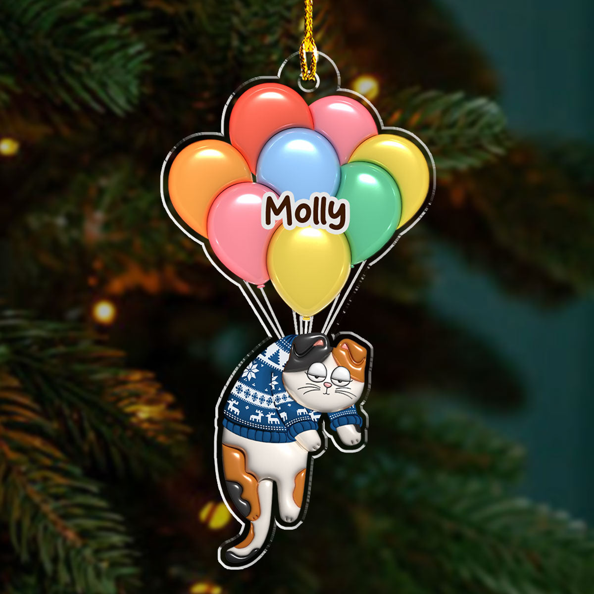Bubble Hanging Cat - Personalized Custom 3D Inflated Effect Acrylic Ornament