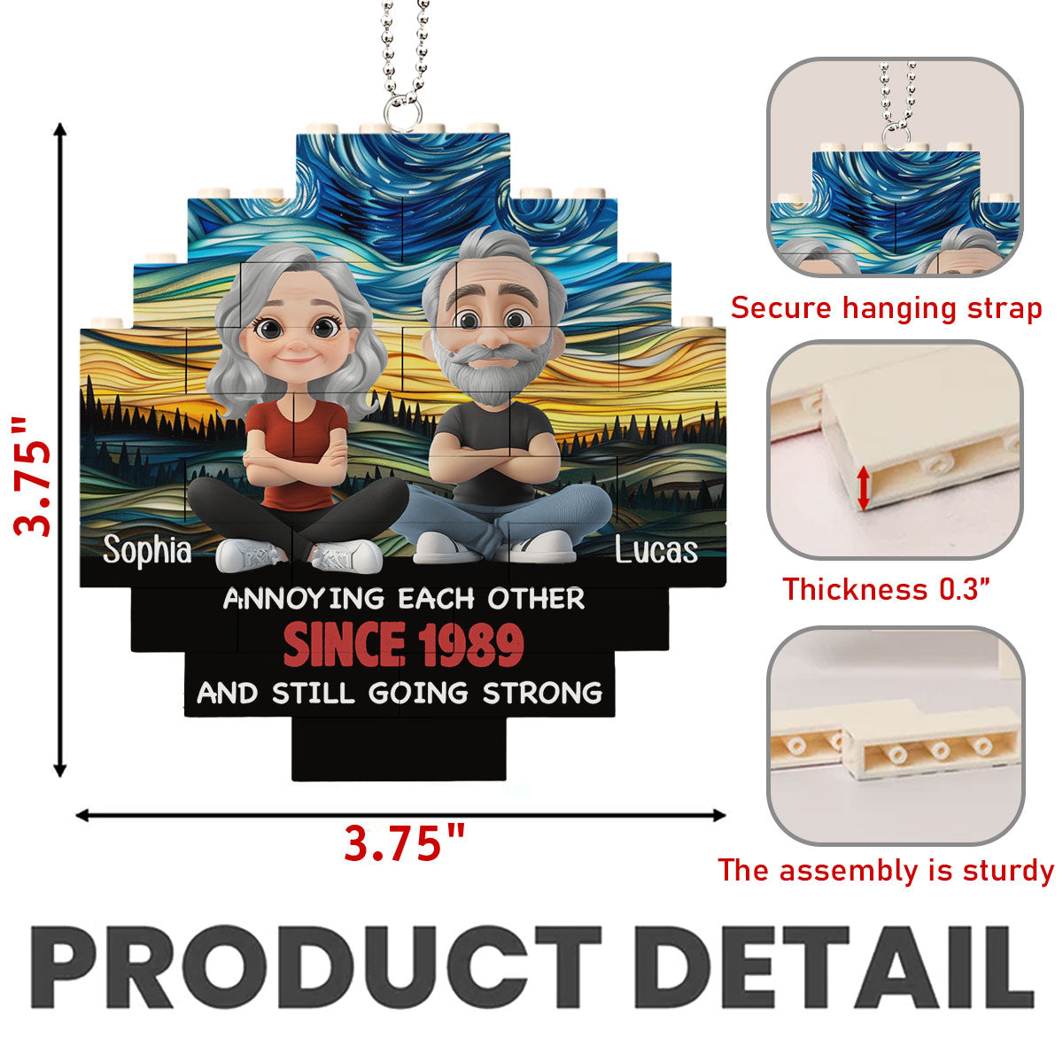 Together Forever - Personalized Custom Puzzle Car Ornament