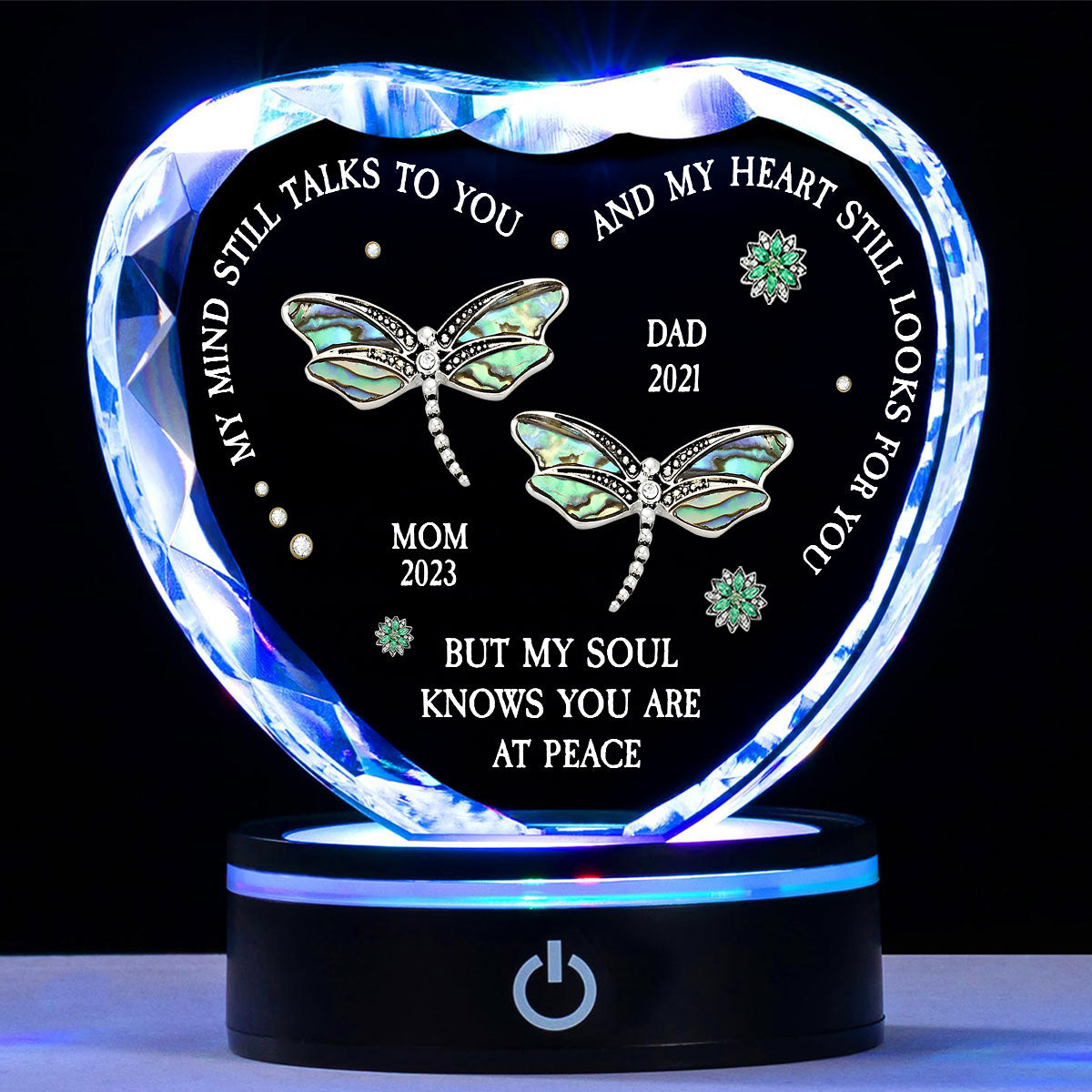 Dragonfly My Mind My Heart My Soul - Personalized Custom Crystal Led Light