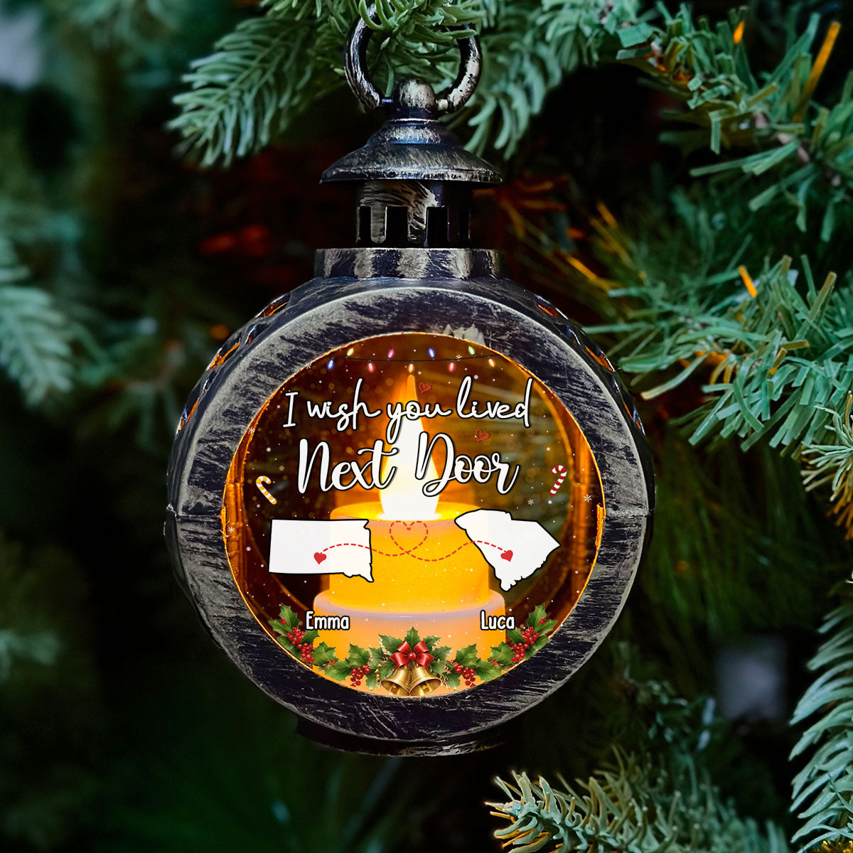 I Wish We Lived Closer - Personalized Custom Christmas Lantern