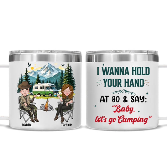 I Wanna Hold Your Hand - Personalized Custom 14oz Stainless Steel Tumbler With Handle