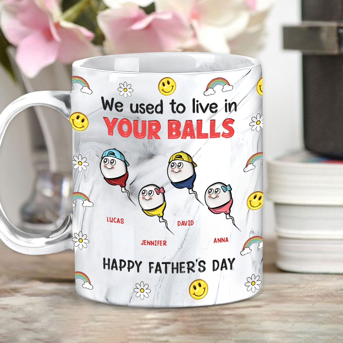 We Used To Live In Your Balls - Personalized Custom Grey Marble Mug