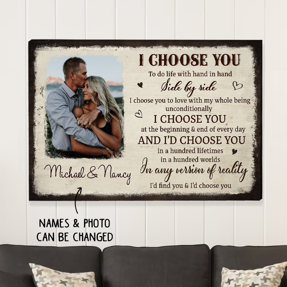 I Choose You From The Beginning - Personalized Custom Photo Canvas Print