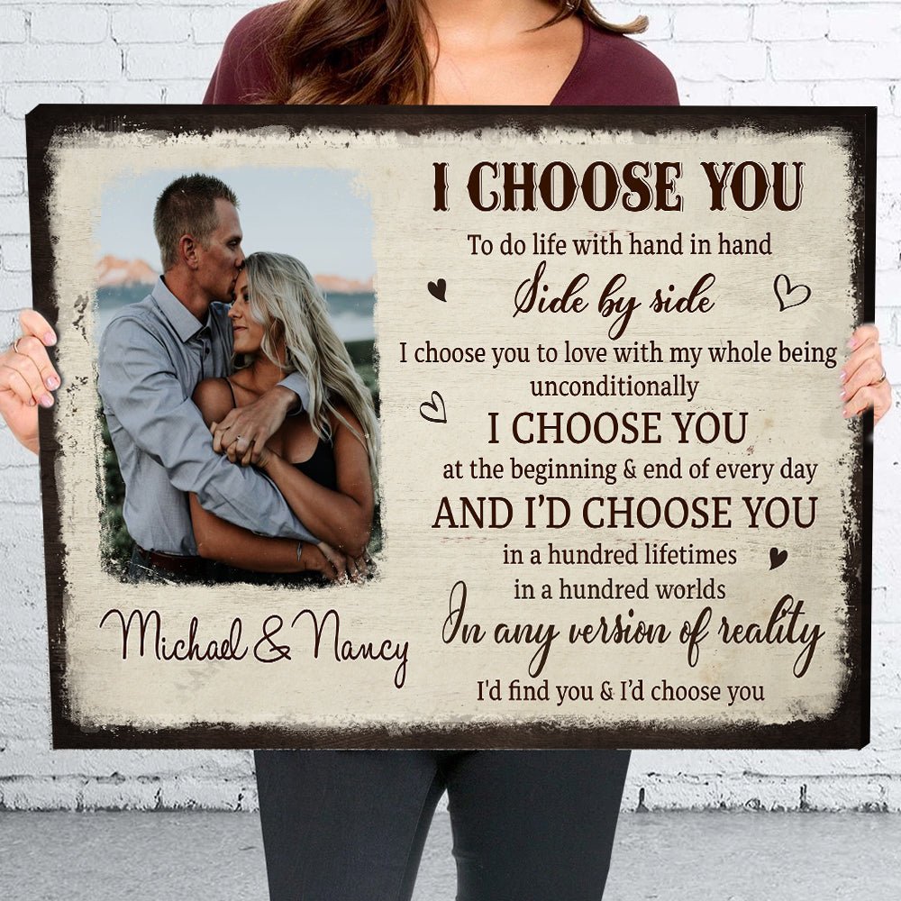 I Choose You From The Beginning - Personalized Custom Photo Canvas Print