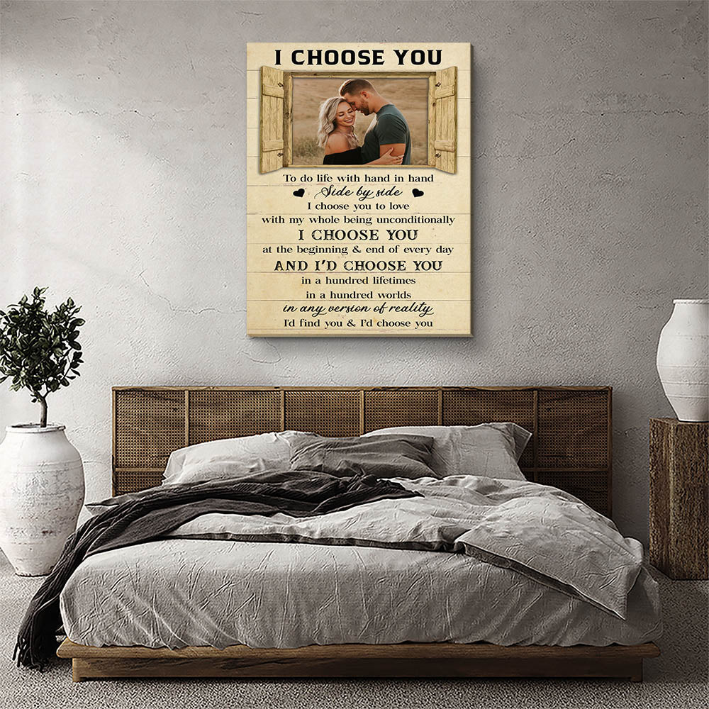 I Choose You Over & Over - Personalized Custom Photo Canvas