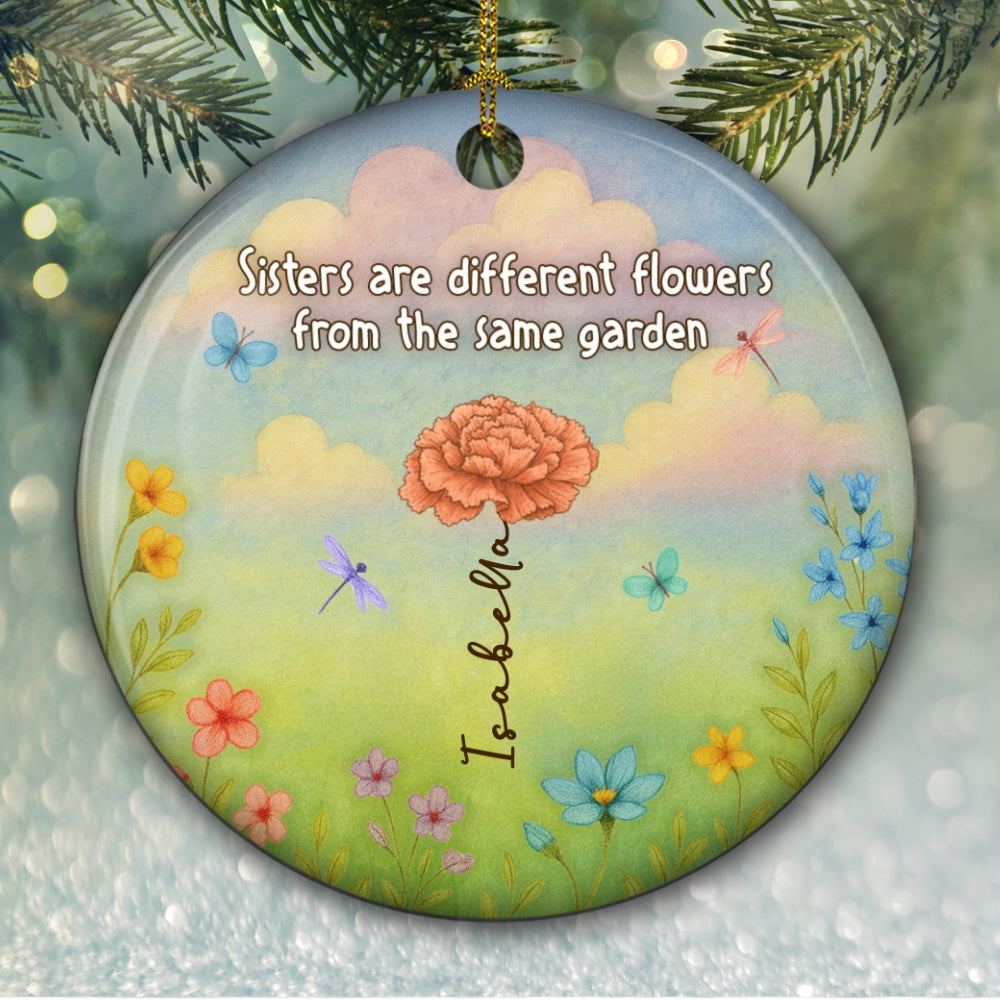 Sisters Shine Like Bright Flowers - Personalized Custom Ceramic Ornament
