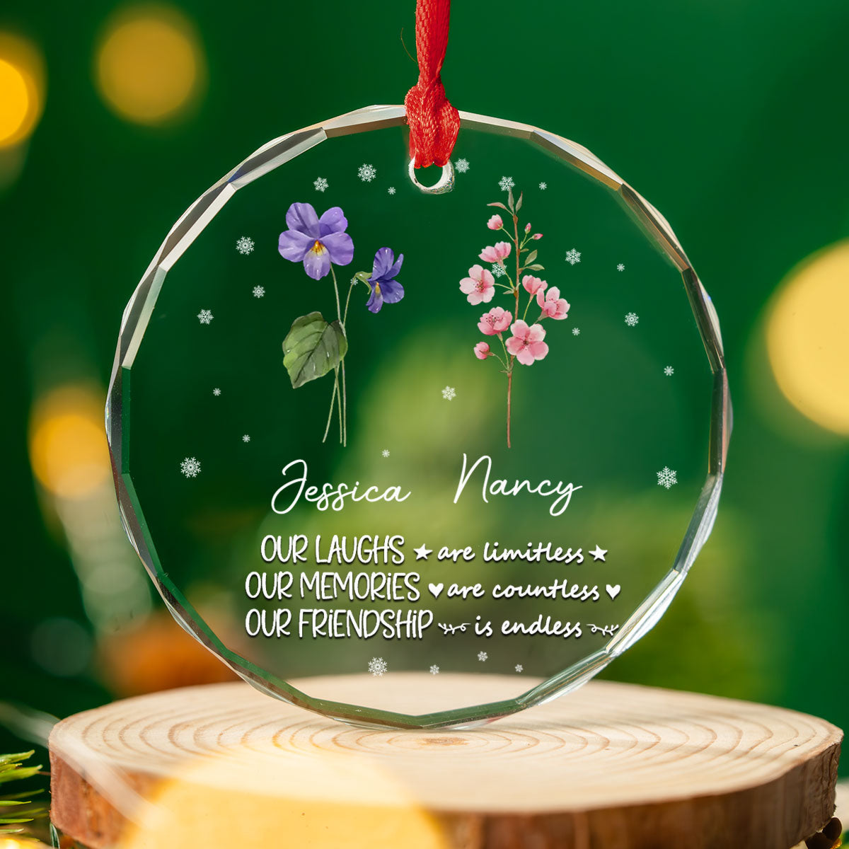 Friendship - Personalized Custom Glass Ornament