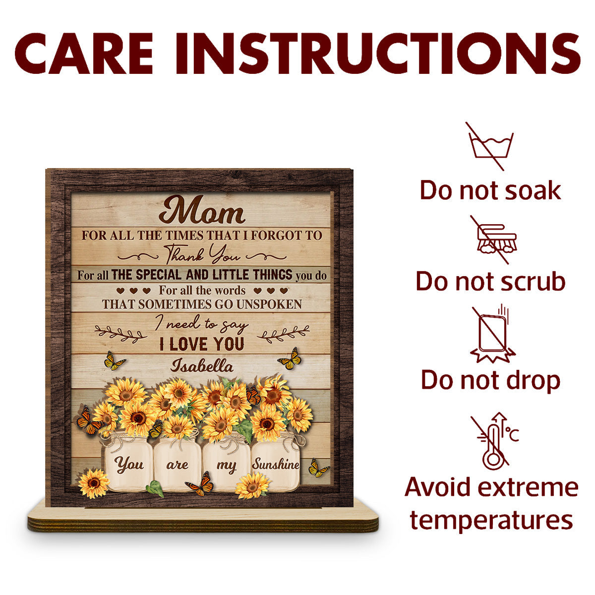 Dear Mom For All The Times - Personalized Custom 2-Layer Wood Plaque With Flat Base