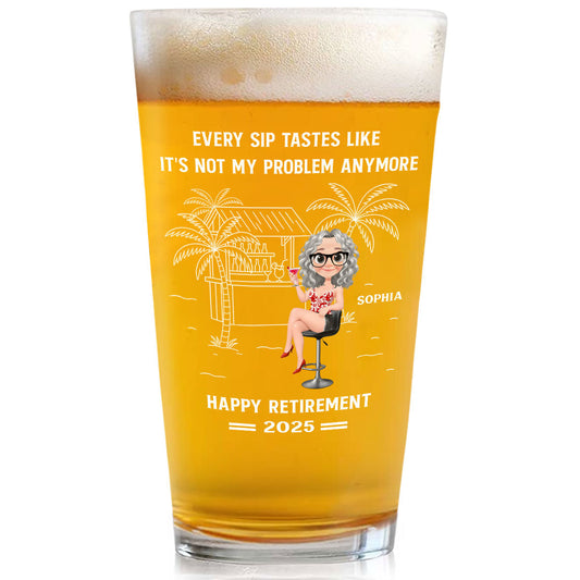 Happily Retired - Personalized Custom Beer Glass