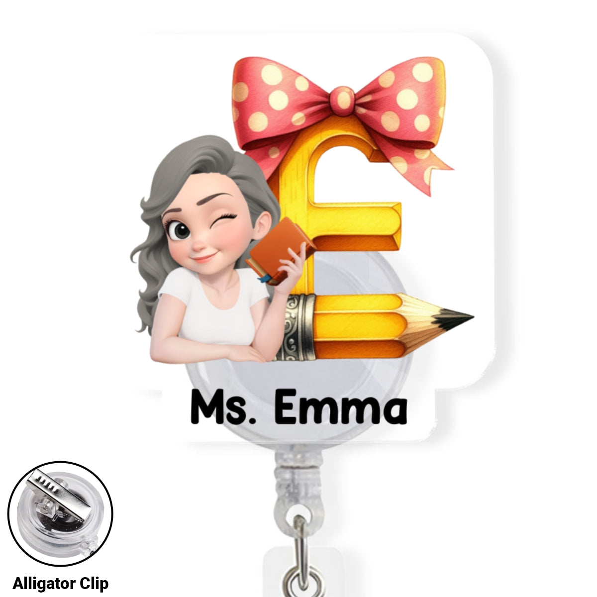 Alphabet Cartoonize - Personalized Custom Acrylic Badge Reel