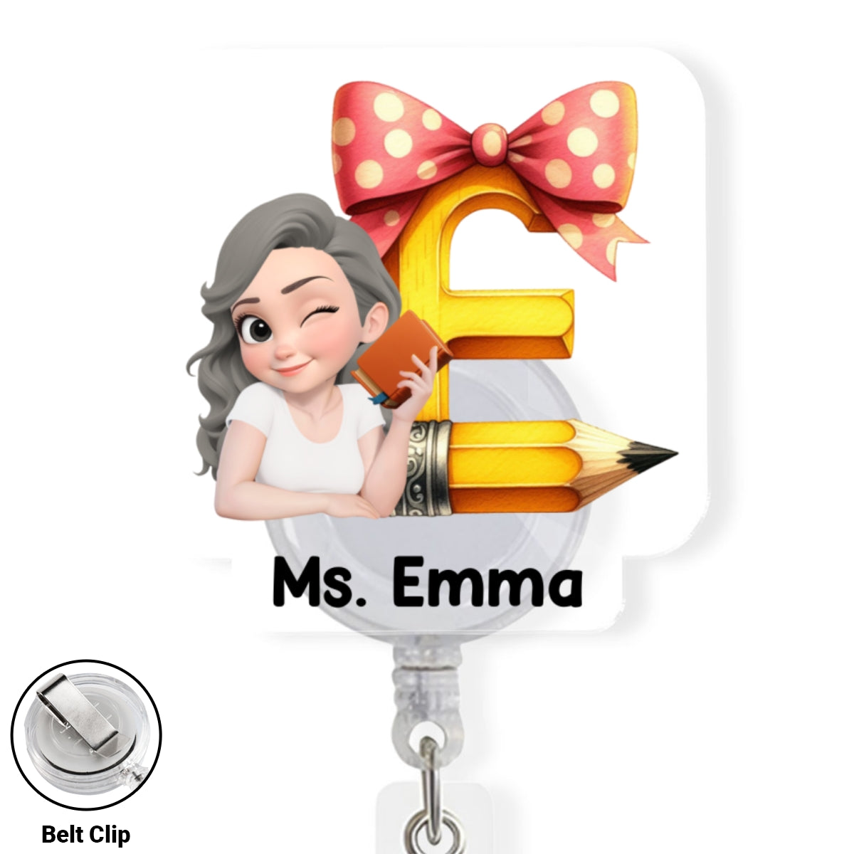 Alphabet Cartoonize - Personalized Custom Acrylic Badge Reel