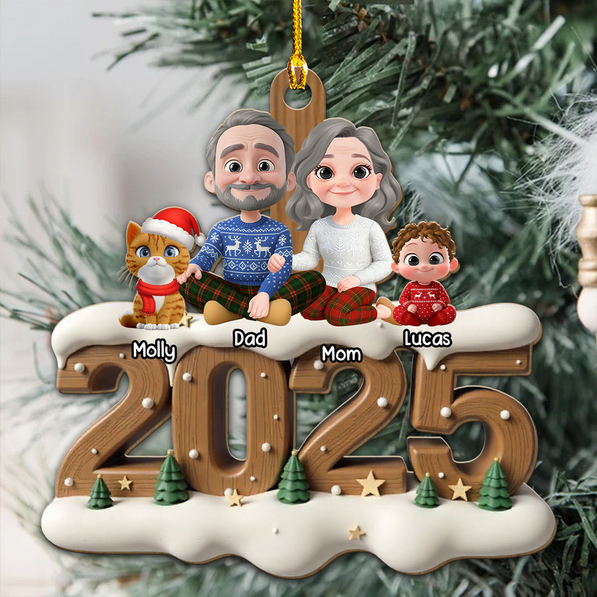 As A Family With Fur Babies Extended Ver - Personalized Custom 3D Effect Wood Ornament