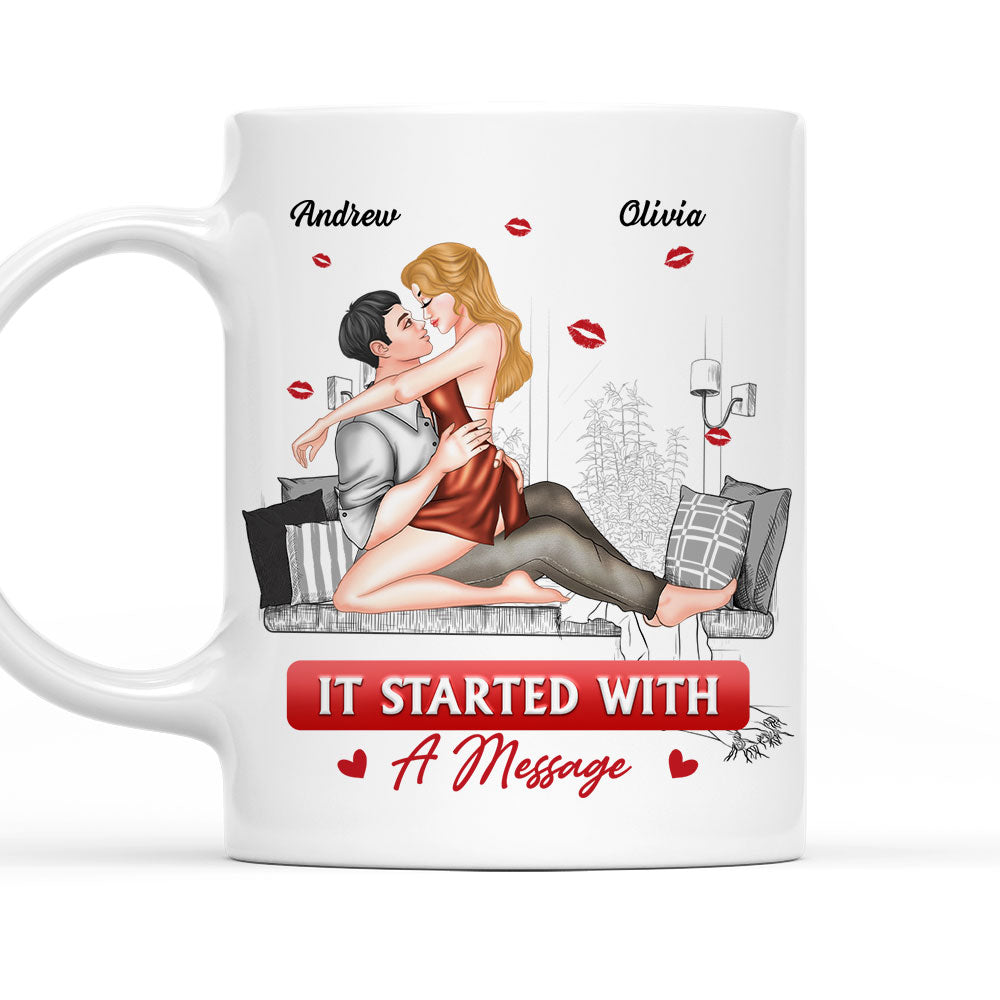 It Started With A Message Couple Gift - Personalized Custom Coffee Mug