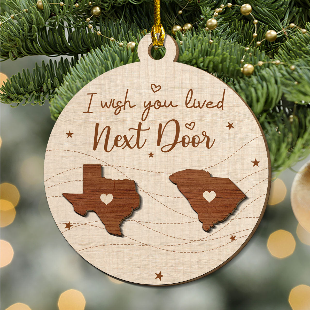 I Wish We Lived In The Same Neighborhood - Personalized Custom Freeshape 2-Layered Wood Ornament