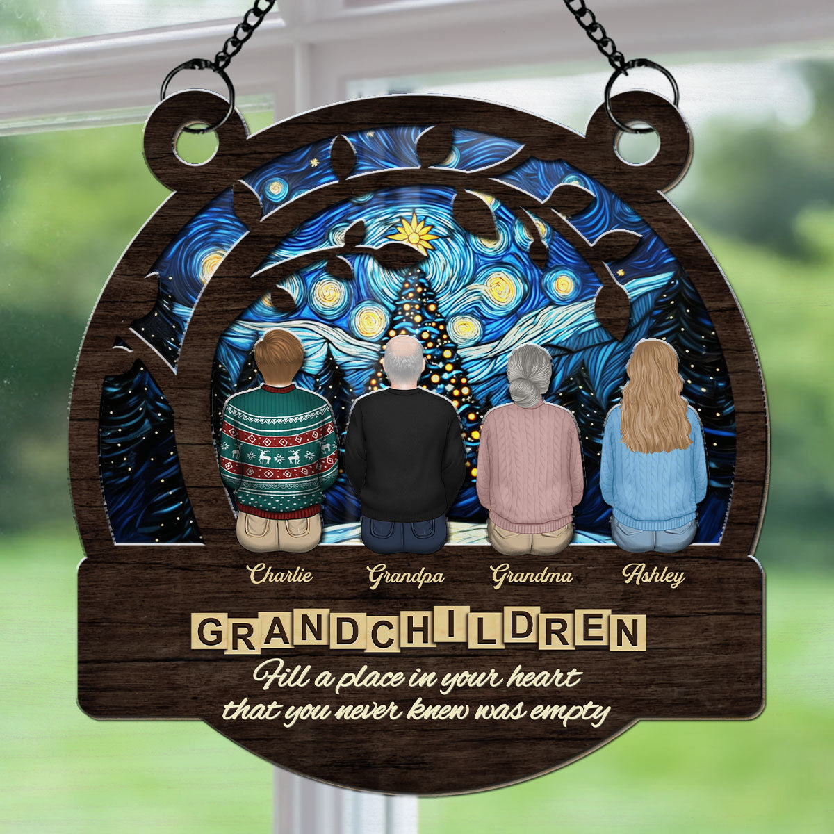 Grandparents And Grandkids Forever Linked Together - Personalized Custom Suncatcher