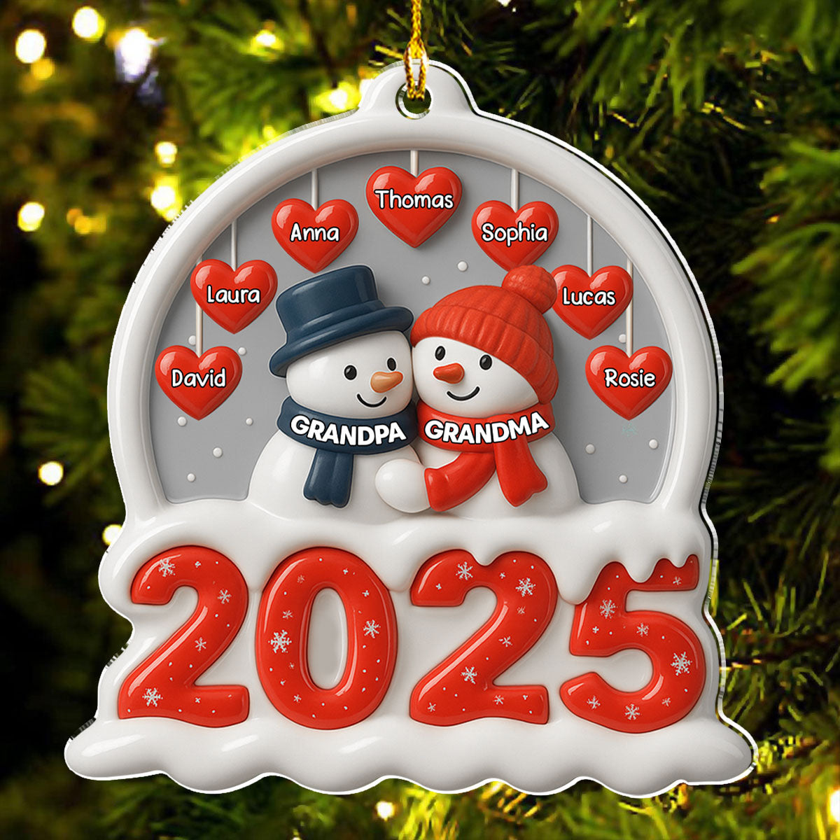 Grandma Grandpa And Grandkids Christmas - Personalized Custom Acrylic Ornament