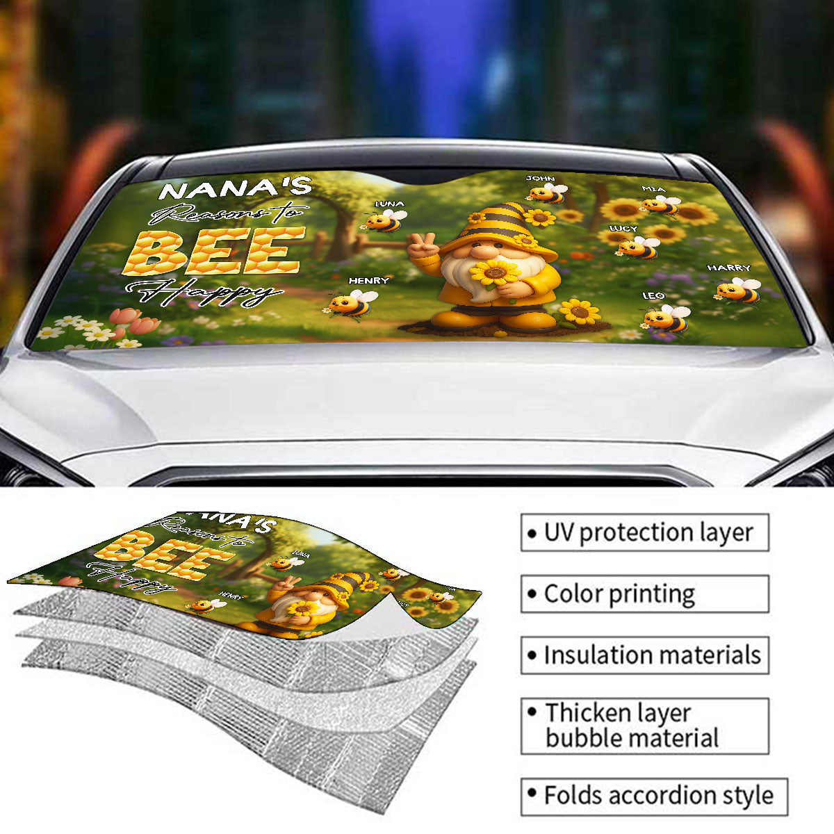 Reason To Be Happy - Personalized Custom Car Sunshade