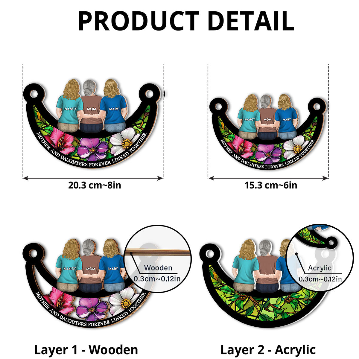 The Love Between Mom And Daughter - Personalized Custom Suncatcher