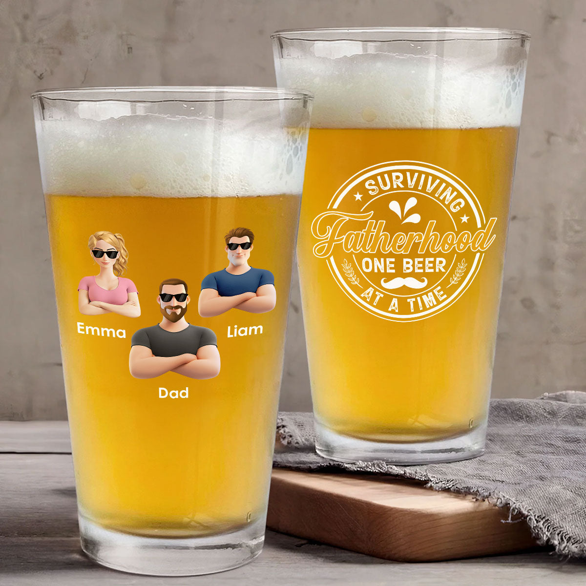 Fatherhood- Personalized Custom Beer Glass