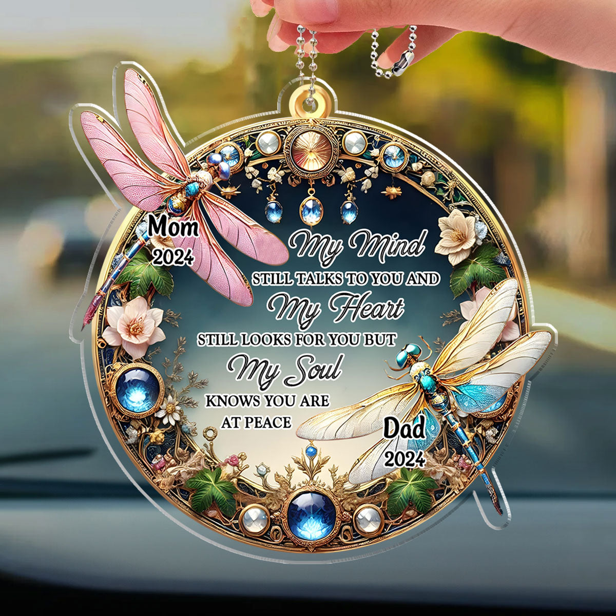 My Mind My Heart My Soul Dragonfly - Personalized Custom Car Ornament