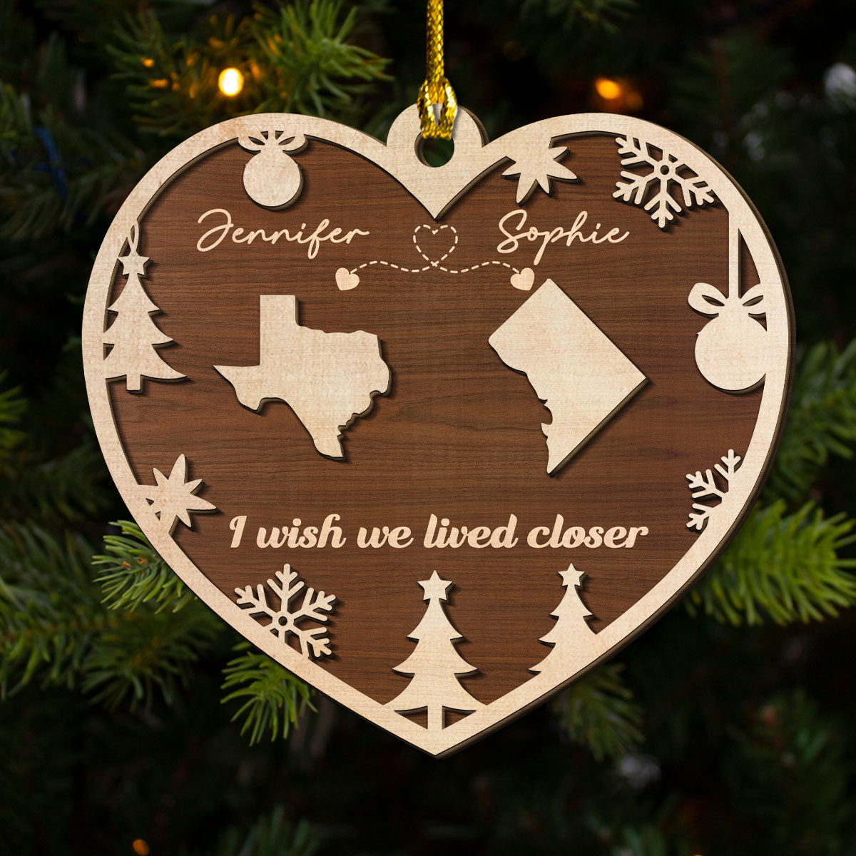 States of Friendship - Personalized Custom Freeshape 2-Layered Wood Ornament