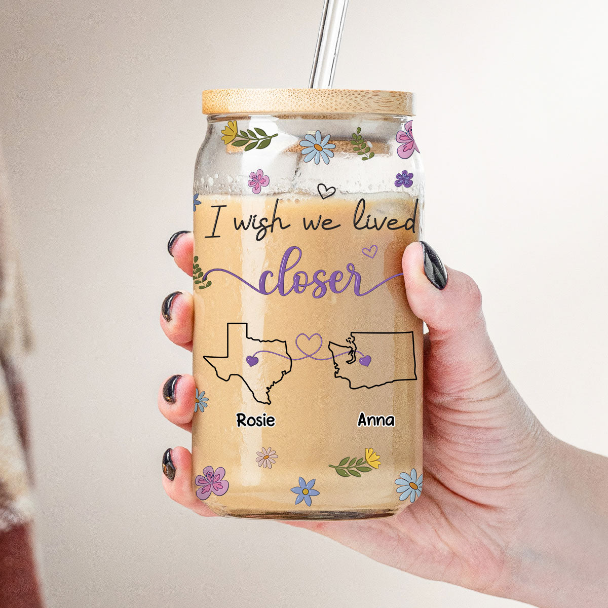 I Wish We Lived Closer - Personalized Custom Glass Can